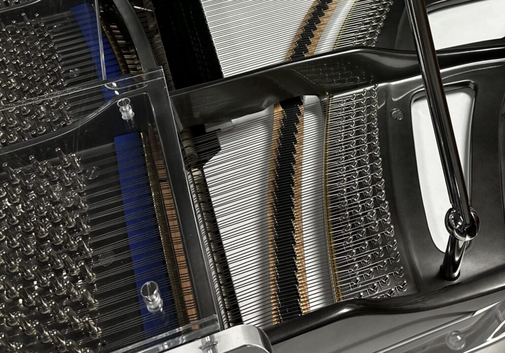 Blüthner’s Aliquot system adds sympathetic resonance to the upper register, contributing to the company’s distinctive tone.